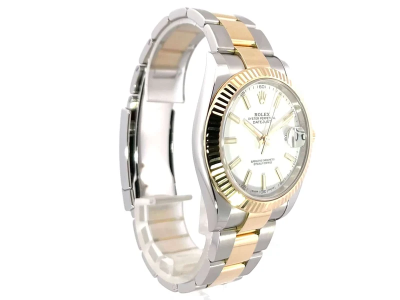 Rolex Datejust 41 Edelstahl Gelbgold 126333 Weiß