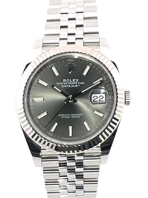 Rolex Datejust 41 Edelstahl Weißgold 126334 Rhodium Jubile-Band