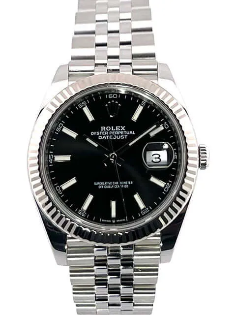 Rolex Datejust 41 Edelstahl Weißgold 126334 Schwarz Jubile-Band