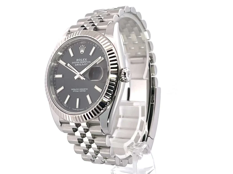 Rolex Datejust 41 Edelstahl Weißgold 126334 Schwarz Jubile-Band