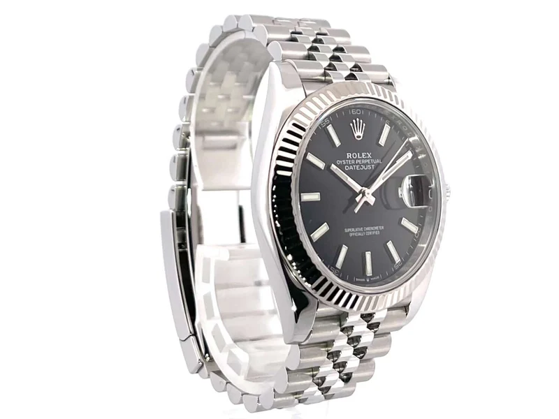 Rolex Datejust 41 Edelstahl Weißgold 126334 Schwarz Jubile-Band