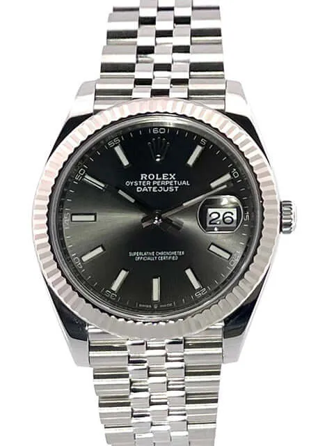 Rolex Datejust 41 Edelstahl Weißgold 126334 Rhodium Jubile-Band
