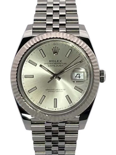 Rolex Datejust 41 Edelstahl Weißgold 126334 Silber Jubile-Band