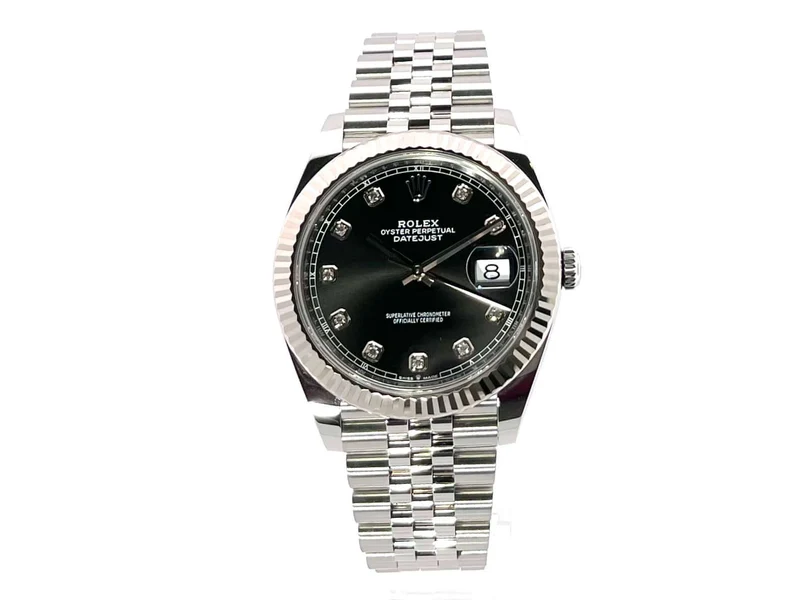 Rolex Datejust 41 Edelstahl Weißgold 126334 Schwarz Dia Jubile-Band