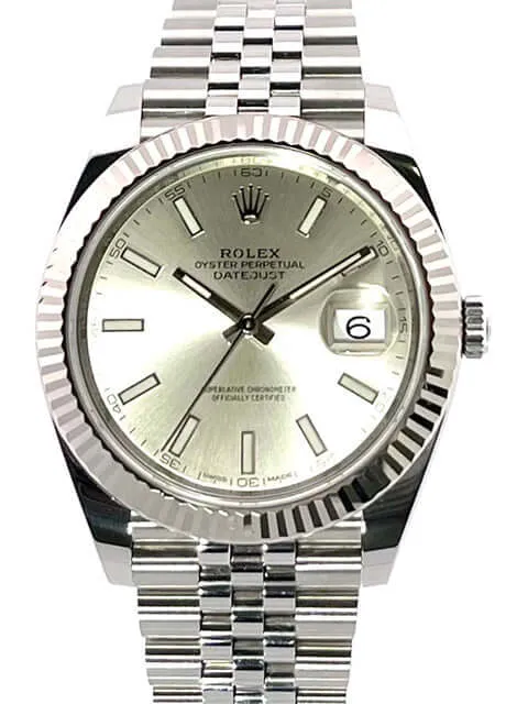 Rolex Datejust 41 Edelstahl Weißgold 126334 Silber Jubile-Band