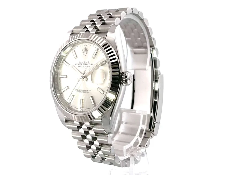 Rolex Datejust 41 Edelstahl Weißgold 126334 Silber Jubile-Band
