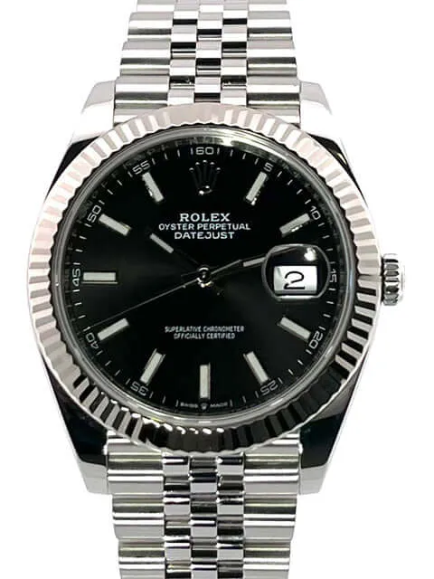 Rolex Datejust 41 Edelstahl Weißgold 126334 Schwarz Jubile-Band