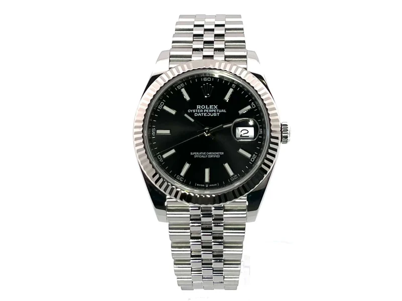 Rolex Datejust 41 Edelstahl Weißgold 126334 Schwarz Jubile-Band