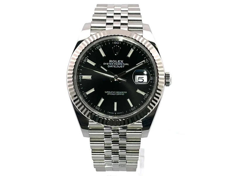Rolex Datejust 41 Edelstahl Weißgold 126334 Schwarz aus 2021 Jubile-Band