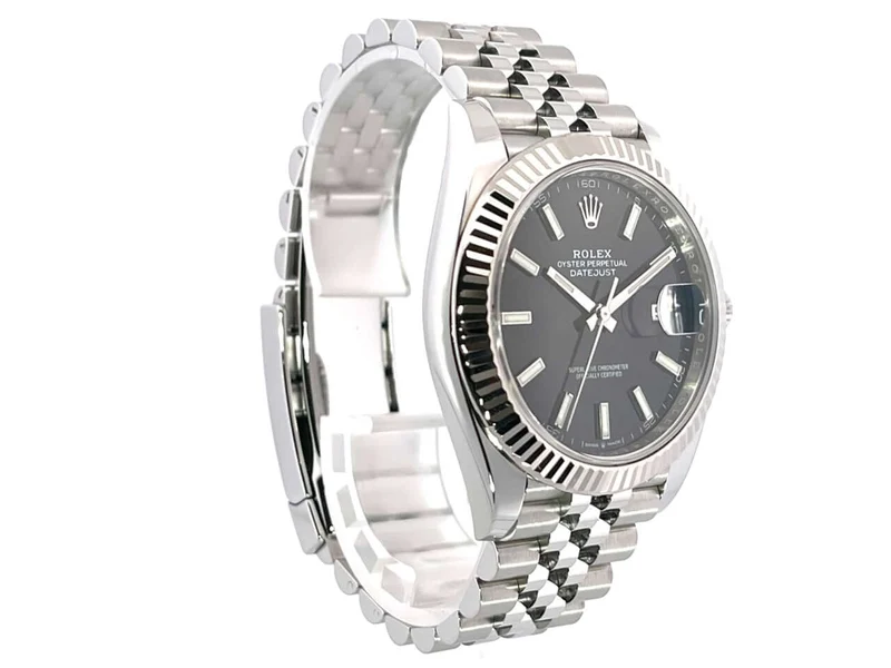 Rolex Datejust 41 Edelstahl Weißgold 126334 Schwarz aus 2021 Jubile-Band