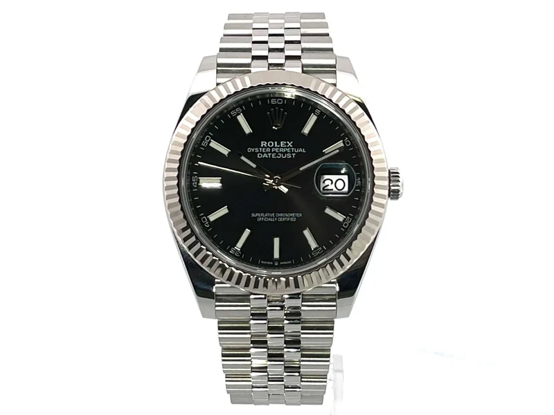 Rolex Datejust 41 Edelstahl Weißgold 126334 Schwarz aus 2020 Jubile-Band