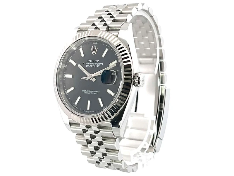 Rolex Datejust 41 Edelstahl Weißgold 126334 Schwarz aus 2020 Jubile-Band
