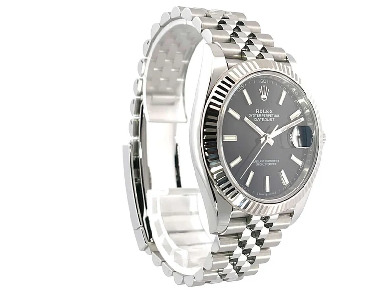 Rolex Datejust 41 Edelstahl Weißgold 126334 Schwarz aus 2020 Jubile-Band