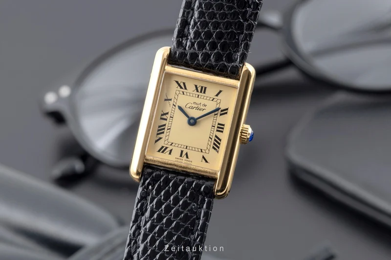Cartier Tank silver-gilt manual winding women's watch Vintage [2600037]