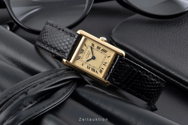Cartier Tank silver-gilt manual winding women's watch Vintage [2600037]