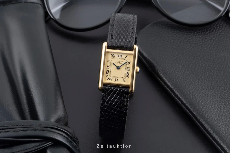 Cartier Tank silver-gilt manual winding women's watch Vintage [2600037]