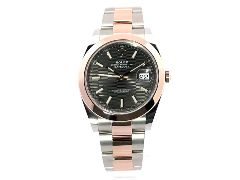 Rolex Datejust 41 Edelstahl Everose-Gold 126301 Schiefergrau Riffelmuster