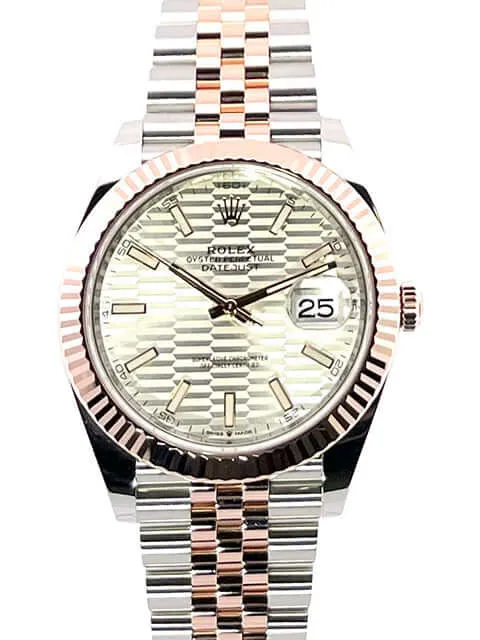 Rolex Datejust 41 Edelstahl Everose-Gold 126331 Silber Riffel Jubile