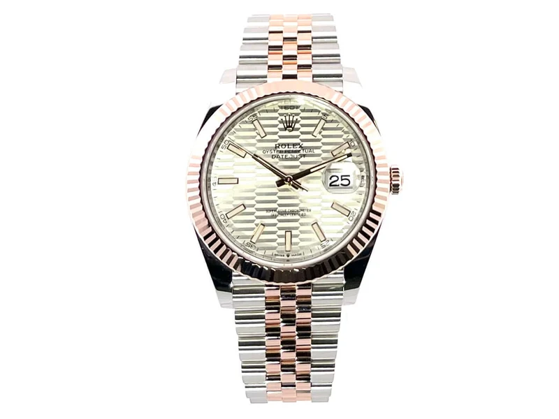 Rolex Datejust 41 Edelstahl Everose-Gold 126331 Silber Riffel Jubile