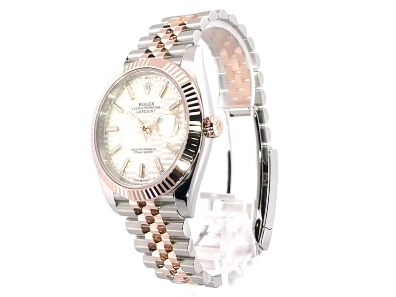 Rolex Datejust 41 Edelstahl Everose-Gold 126331 Silber Riffel Jubile