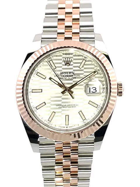 Rolex Datejust 41 Edelstahl Everose-Gold 126331 Silber Riffel Jubile