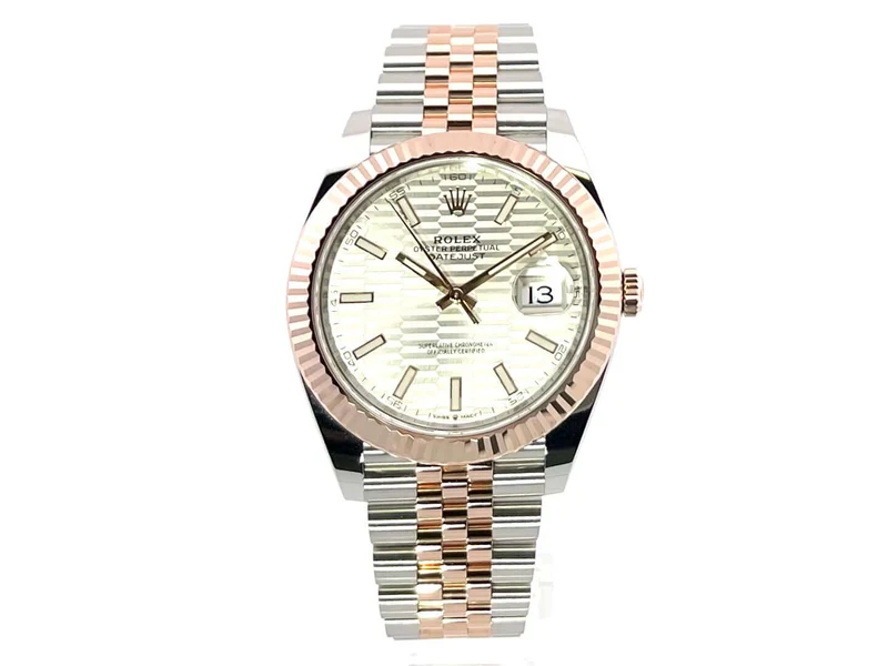 Rolex Datejust 41 Edelstahl Everose-Gold 126331 Silber Riffel Jubile