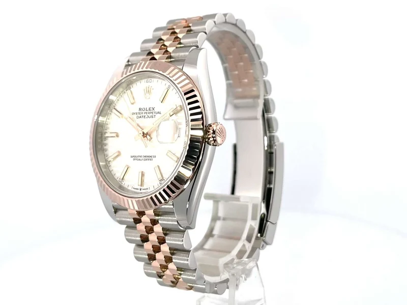 Rolex Datejust 41 Edelstahl Everose-Gold 126331 Silber Riffel Jubile