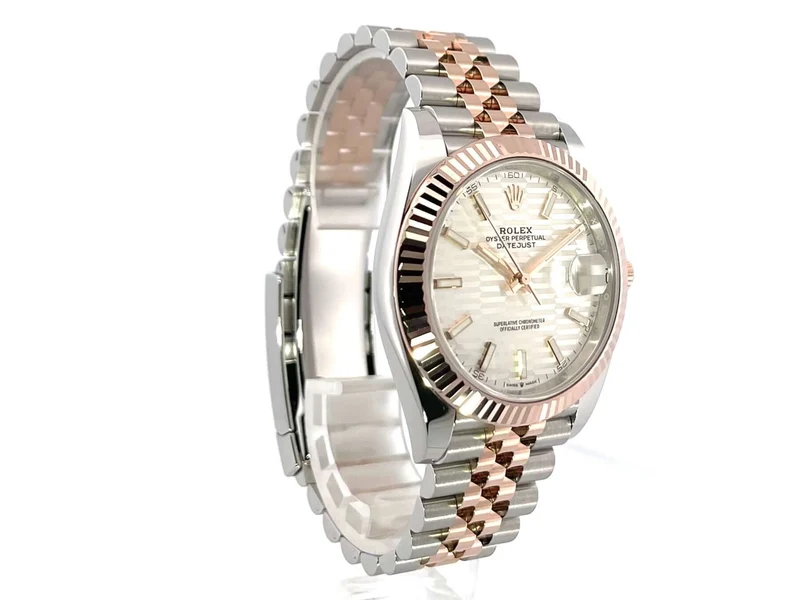 Rolex Datejust 41 Edelstahl Everose-Gold 126331 Silber Riffel Jubile