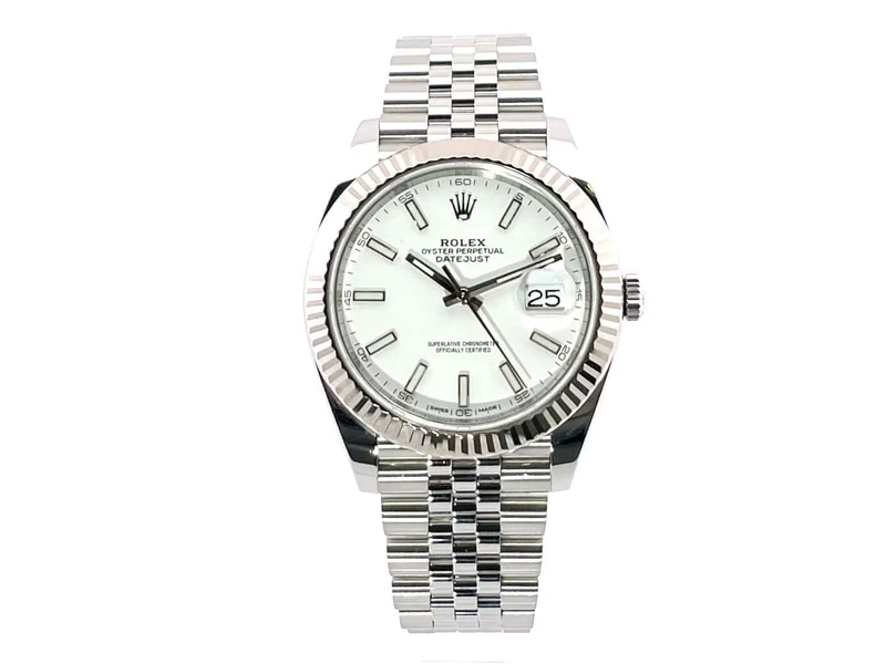 Rolex Datejust 41 Ref. 126334 Weiß Jubile-Band