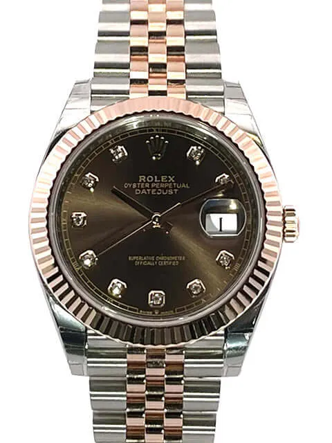 Rolex Datejust 41 126331 Choco Diamant Jubile-Band verklebt