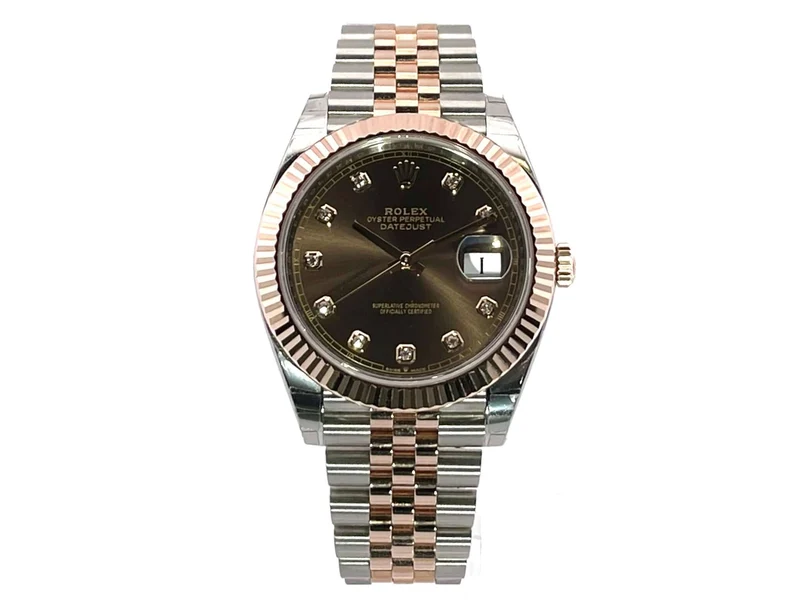 Rolex Datejust 41 126331 Choco Diamant Jubile-Band verklebt