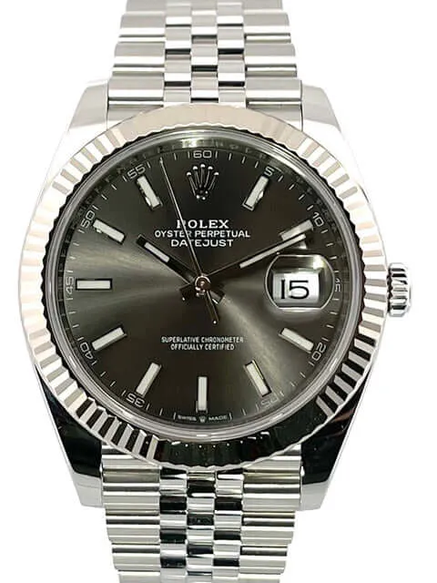 Rolex Datejust 41 Rhodium 126334 Jubile-Band LC100 aus 2019