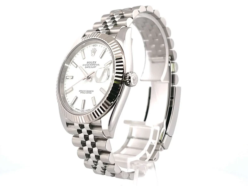 Rolex Datejust 41 Ref. 126334 Weiß Jubile-Band aus 2017 LC100