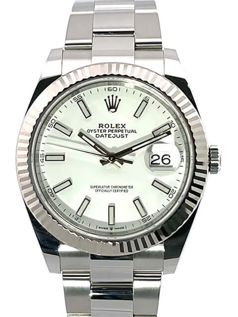 Rolex Datejust 41 Edelstahl Weißgold 126334 Weiß ungetragen aus 2020