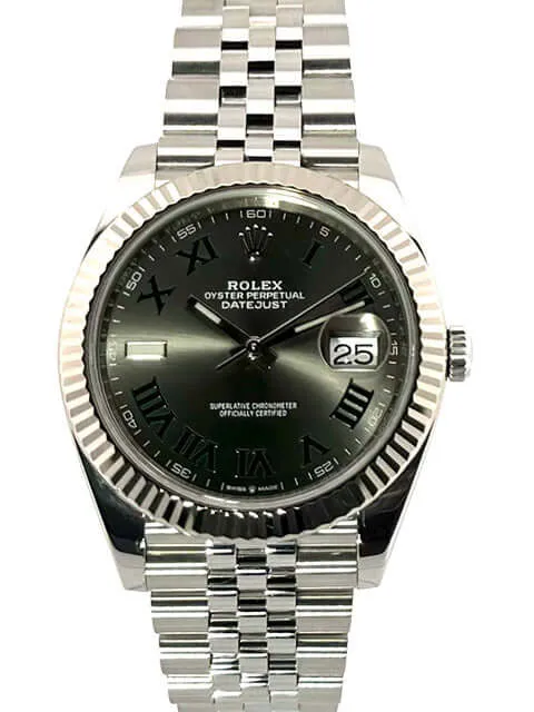 Rolex Datejust 41 Edelstahl Weißgold 126334 Rhodium Römisch Jubile-Band