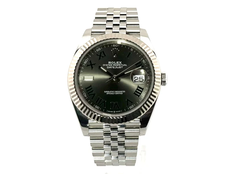 Rolex Datejust 41 Edelstahl Weißgold 126334 Rhodium Römisch Jubile-Band