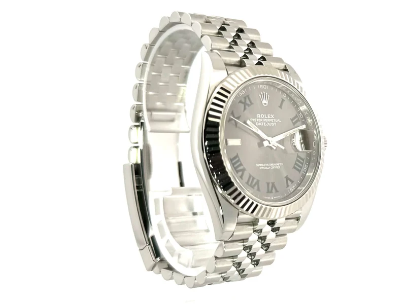 Rolex Datejust 41 Edelstahl Weißgold 126334 Rhodium Römisch Jubile-Band