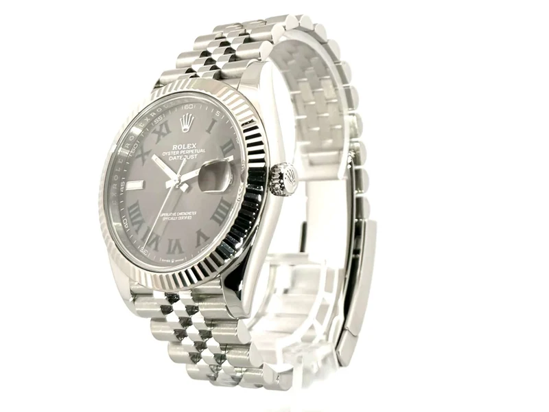 Rolex Datejust 41 Edelstahl Weißgold 126334 Rhodium Römisch Jubile-Band