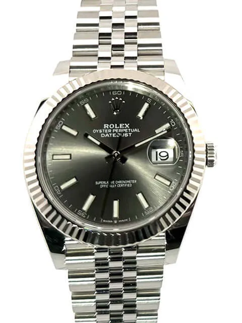 Rolex Datejust 41 Edelstahl Weißgold 126334 Rhodium Jubile-Band