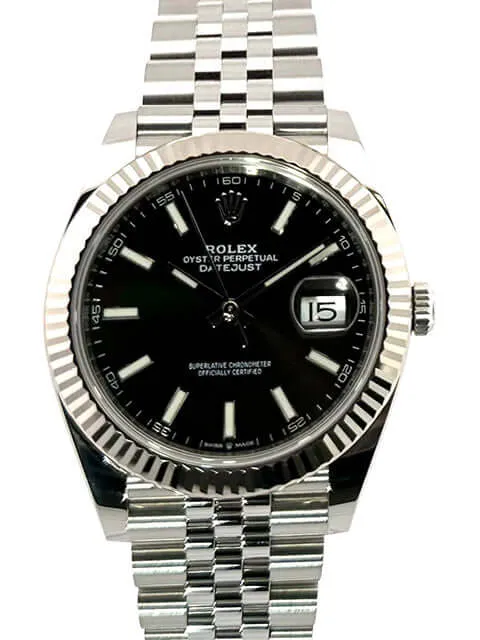 Rolex Datejust 41 Edelstahl Weißgold 126334 Schwarz Jubile-Band