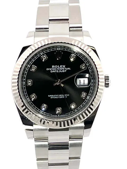 Rolex Datejust 41 Edelstahl Weißgold 126334 Schwarz Diamant