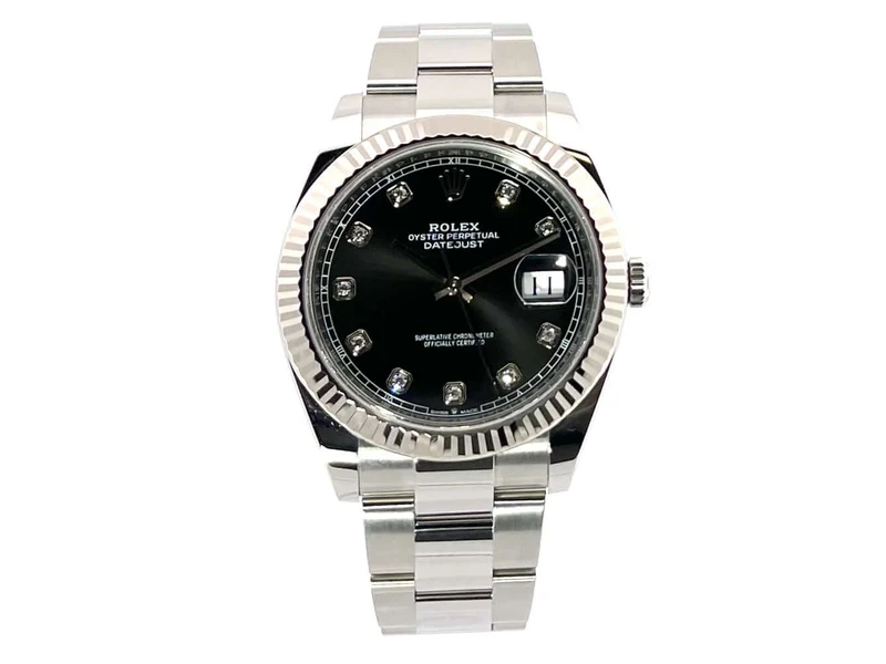 Rolex Datejust 41 Edelstahl Weißgold 126334 Schwarz Diamant