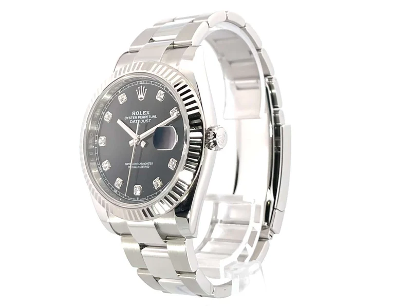 Rolex Datejust 41 Edelstahl Weißgold 126334 Schwarz Diamant