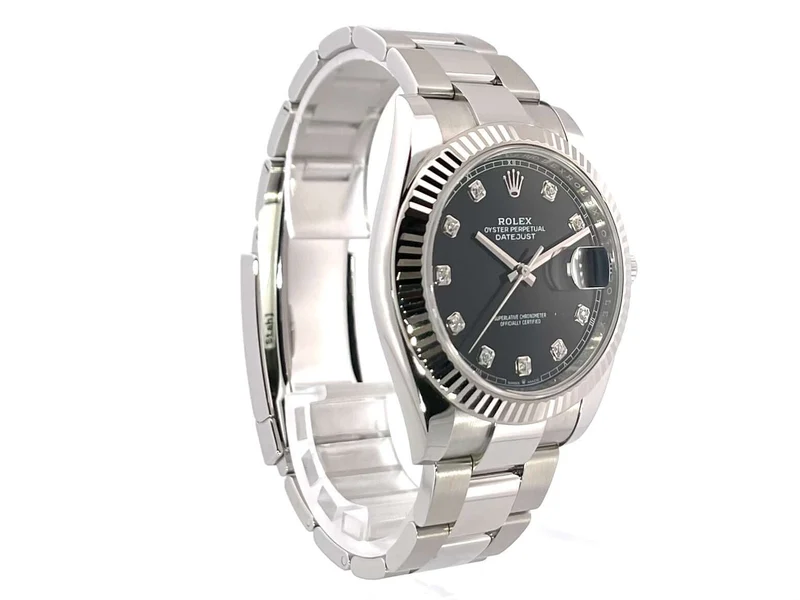 Rolex Datejust 41 Edelstahl Weißgold 126334 Schwarz Diamant