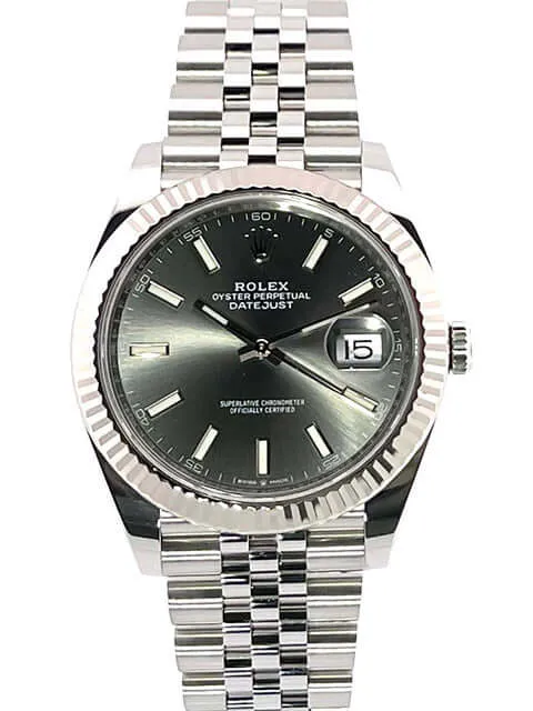 Rolex Datejust 41 Edelstahl Weißgold 126334 Rhodium Jubile-Band