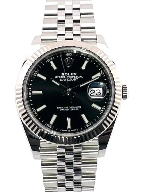 Rolex Datejust 41 Edelstahl Weißgold 126334 Schwarz Jubile-Band
