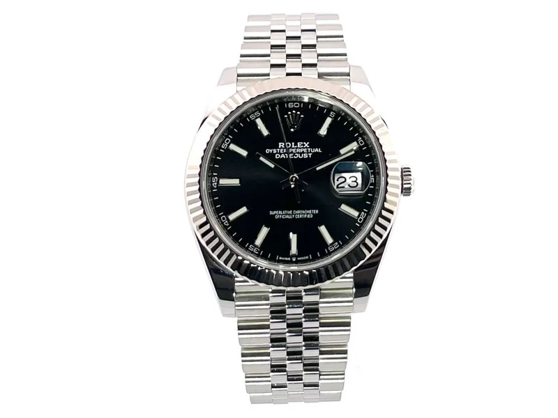 Rolex Datejust 41 Edelstahl Weißgold 126334 Schwarz Jubile-Band