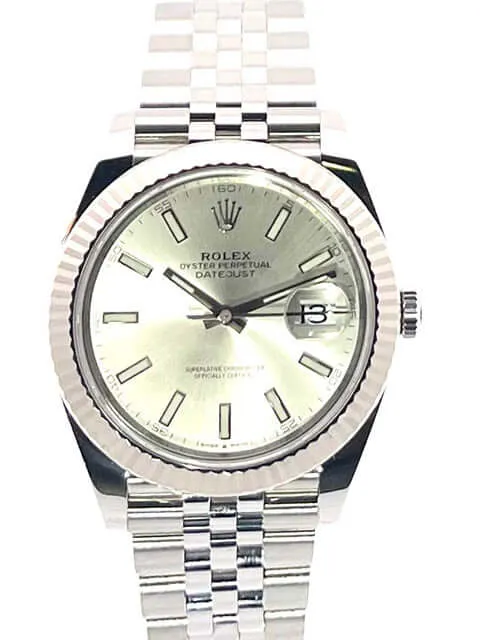 Rolex Datejust 41 Edelstahl Weißgold 126334 Silber Jubile-Band