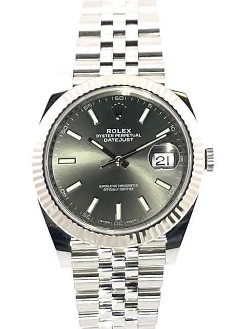 Rolex Datejust 41 Edelstahl Weißgold 126334 Rhodium Jubile-Band