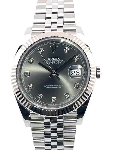 Rolex Datejust 41 Edelstahl Weißgold 126334 Rhodium Diamant Jubile-Band